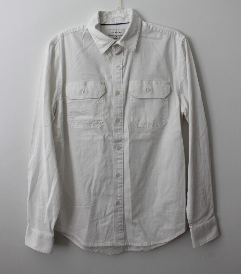 Free Assembly Mens Long Sleeves Pocket Shirt White Multisize NWT